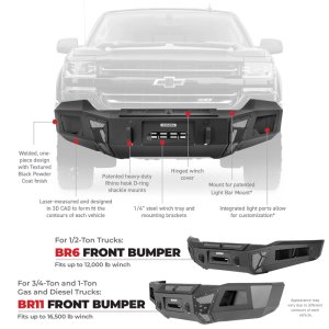 Toyota Tundra Bumper - Front - Go Rhino - BR6 Winch-Ready - Textured Black - `14-`21 Toyota Tundra Bumper - Front - Go Rhino - BR6 Winch-Ready - Textured Black - `14-`21